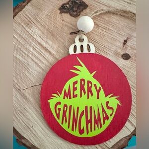 Merry Grinchmas wooden ornament